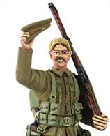 W Britain WW1 1914 British Infantry Figure Marching Waving CapA rather happy looking "Tommy".1/30 ScaleMatt Finish