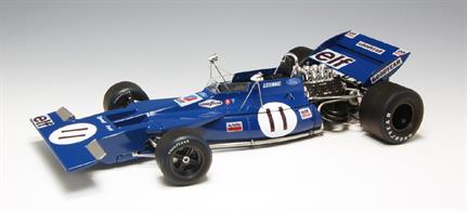 EBBRO E007 1/20 1971 Tyrrell 003  F1 Car - Monaco SpecificationThis kit builds into a nicely detailed model of the 1971 Tyrrell 003 as raced in the 1971 Monaco Grand Prix by Jackie Stewart.