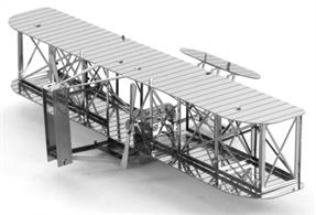 Wright Brothers AirplaneOn December 17, 1903, Orville Wright piloted the first powered airplane 20 feet above a wind-swept beach in North Carolina. The flight lasted 12 seconds and covered 120 feet.                                                                                                                                        Item#:                                MMS042                                                                                                                Number of sheets:                                1 Sheet                                                                                                                Difficulty:                                Easy                                                                                                                Assembled Size:                                3.90" x 1.99" x 0.82" (10 x 5.1 x 2.1 cm)                            