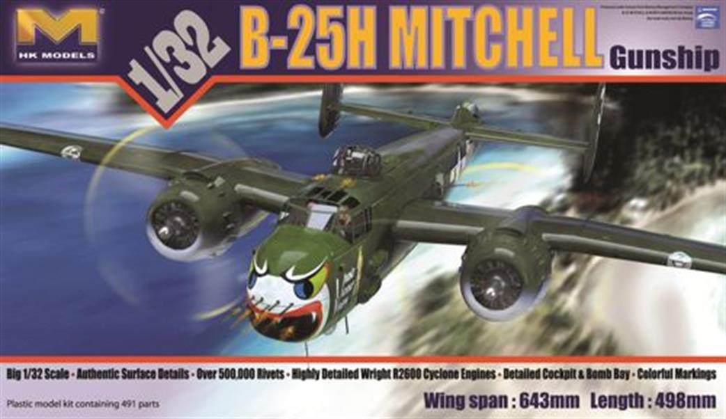 Hong Kong Models 1/32 HK01E03 B-25H Mitchell Gunship US Airforce WW2 Bomber Plastic Kit