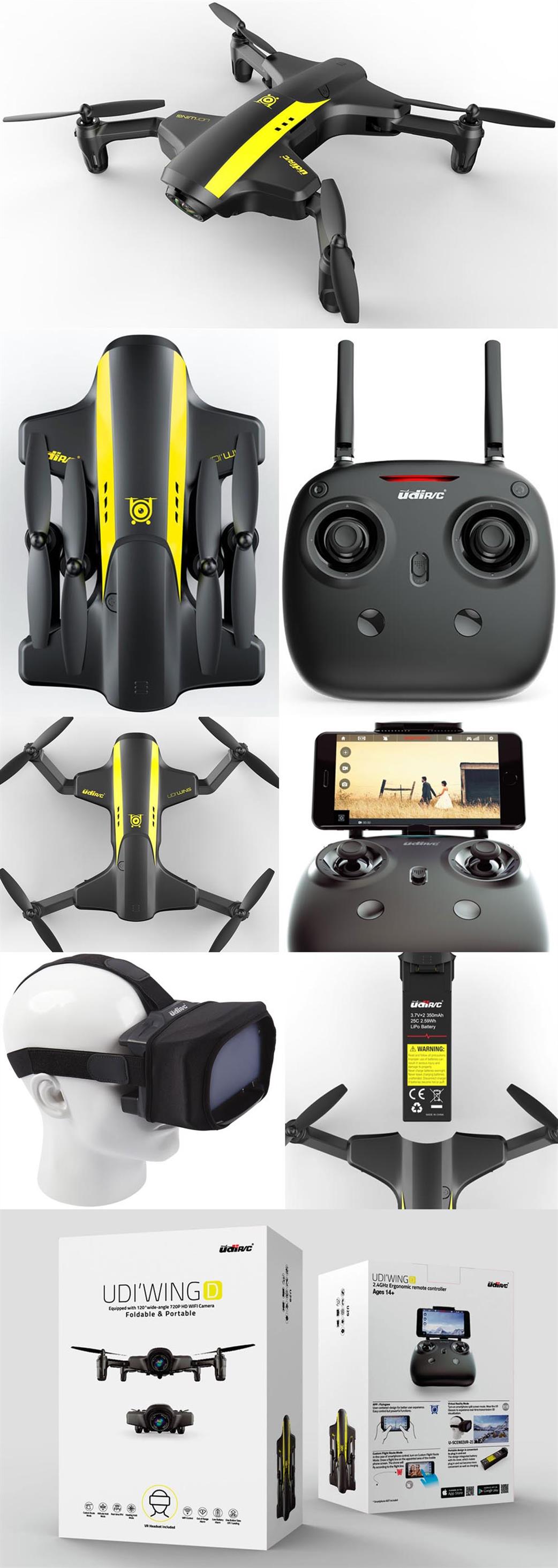 UdiR/C  A-U29 Wing Drone RTF with Foldable Rotors, WiFi TX & FPV Goggles