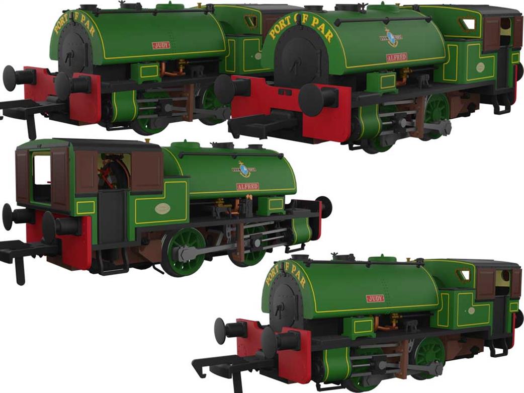 Rapido Trains OO 968502 Both Port of Par Bagnall 0-4-0ST Saddle Tank Engines Judy & Alfred Lined Light Green DCC Sound