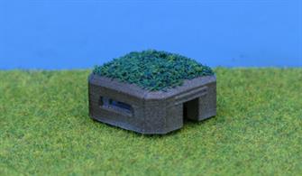 Ancorton N Gauge World War II Pill Box (Four sided - type 28)N3DP3This ready to plant model is made using the latest 3D printing technology and then hand finished.