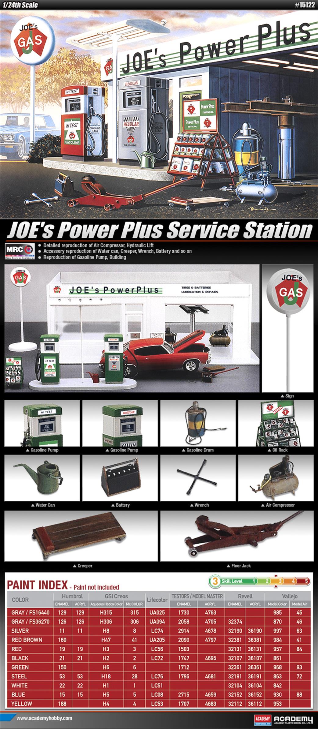 Academy 1/24 15122 Joe's Power Plus service Station kit