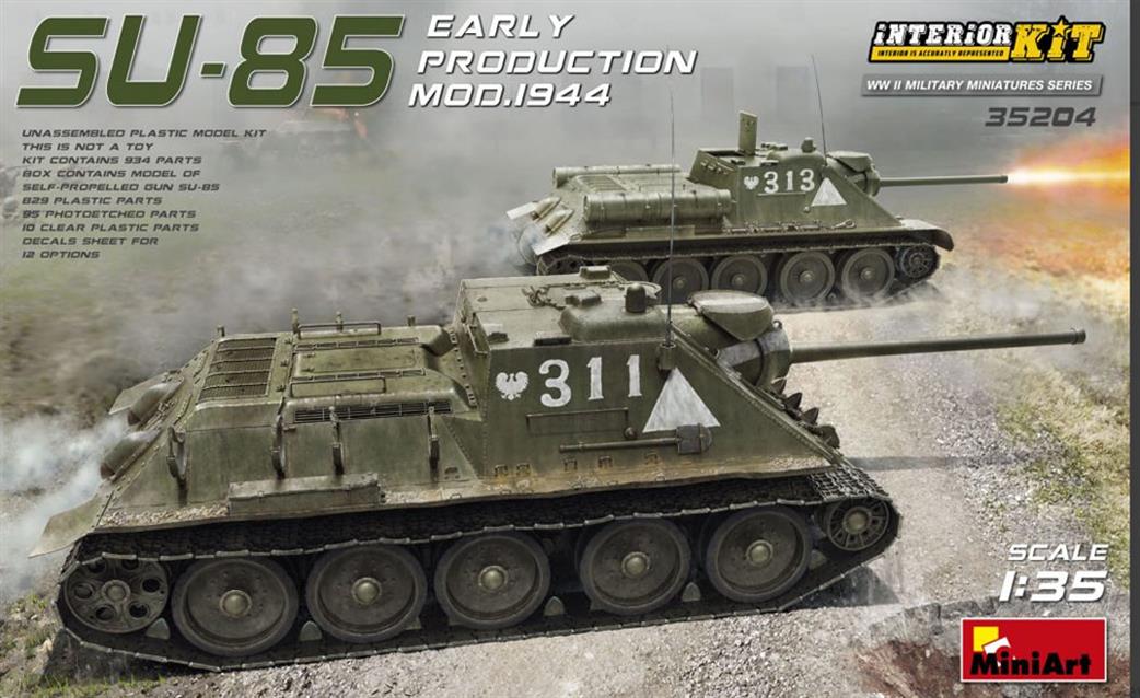 MiniArt 1/35 35204 Russian SU-85 Early Pro Model 1944 Tank kit