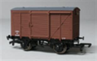 Model of a LMS sliding door covered box van number 155011 in bauxite livery.