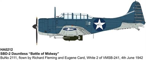 SBD-2 Dauntless Battle of Midway” BuNo 2111, flown by Richard Fleming and Eugene Card, White 2 of VMSB-241, 4th June 1942"