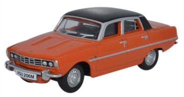 Oxford Diecast 1/76 Rover P6 Paprika 76RP004Rover P6 PaprikaThe Rover P6 series was the last of the P designated Rover designs to reach production, spanning a life from 1963-1977.  Classed as a 4-door saloon, over 322,000 rolled of the Solihull assembly line and in 1964, it was voted European Car of the Year.Our fourth release on the Rover P6 comes in a spicy Paprika orange with black roof. Apart from the silver wheels, all other components on the car, registered VGU 206M, are also reproduced in black.  Silver masking is applied to window surrounds, door handles, bumpers and front grille and a final authentic touch is the Rover badge on the front of the bonnet.