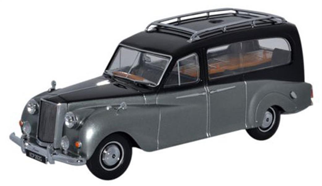 Oxford Diecast 1/43 APH003 Austin Sheerlin 125 Hearse Black and Silver