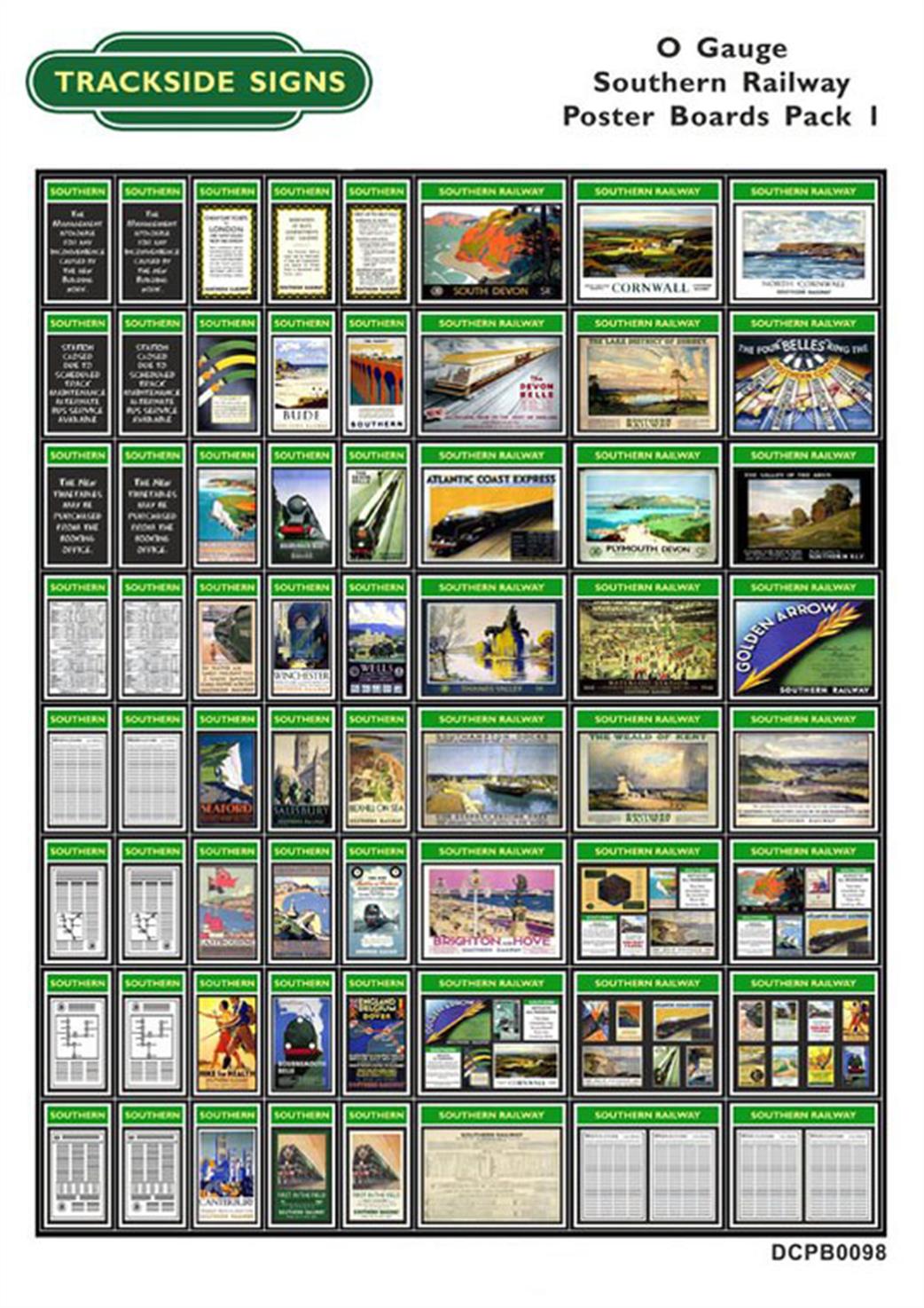 Trackside Signs O Gauge DCPB0098 Southern Railway Poster Boards Pack 1