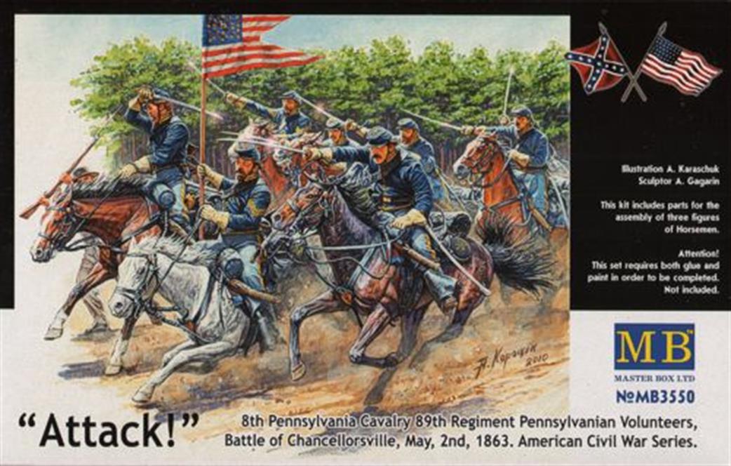 Master Box Ltd 1/35 3550 Attack 8th Pennsylvania Cavalry 89th Regiment, Pennsylvania Volunteers