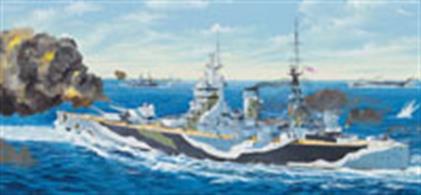 Mega describes the Trumpeter 03709 a top quality 1/200 scale plastic kit of HMS Rodney, a RN Nelson Class Battleship. Model overall length: 1,082 mm, Beam: 160 mm.  Glue and paints are required