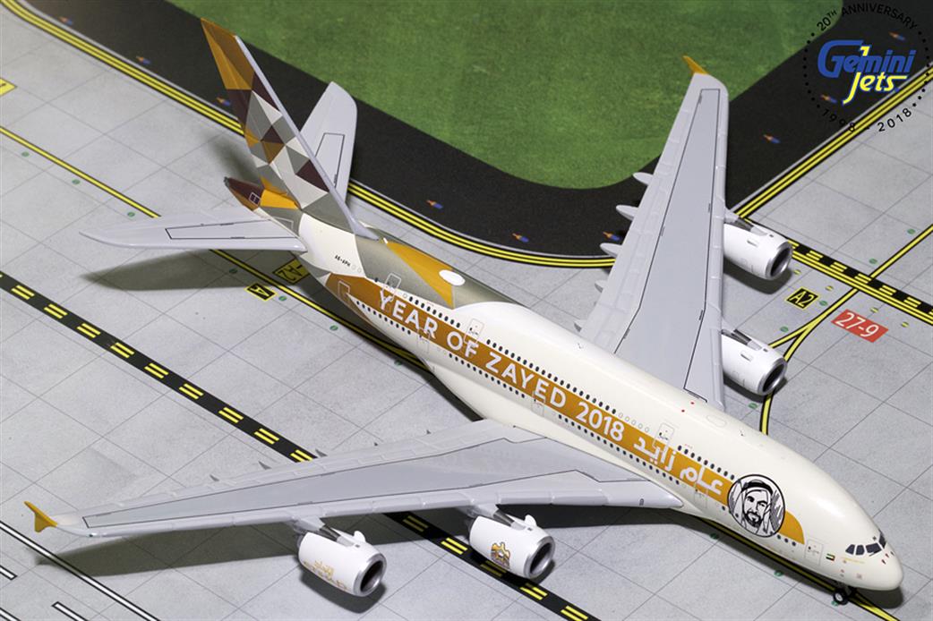 Gemini Jets 1/400 GJETD1813 Etihad Airbus A380-800 A6-APH Year of Zayed 2018 Model Aircraft
