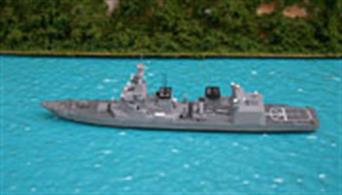 Albatros' die-cast model of a JMSDF warship (February 2016) - the name ship of the Akizuki class of four. These modern destroyers of the Japanese Maritme Self Defence Force were built at Nagasaki with a full load displacement of 6800 tons and a speed of 30 knots.First released May 2015!