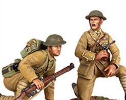 WBritain WW1 "Move Up" t&nbsp; "Move Up" - 1916-17 British Infantry Officer Kneeling and Infantry Man Preparing to Spring Up2 Piece Set1/30 ScaleMatt Finish