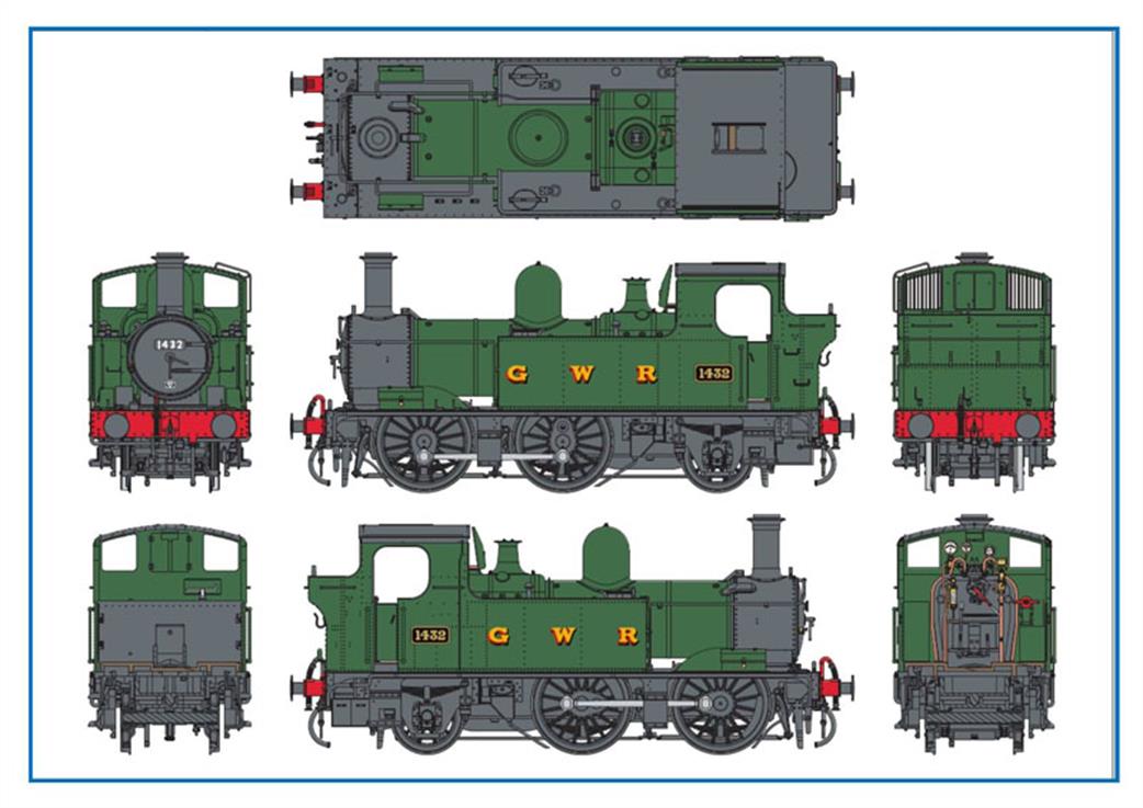 Dapol O Gauge 7S-006-020 GWR 1432 14xx Class 0-4-2T Auto Fitted Green Lettered GWR