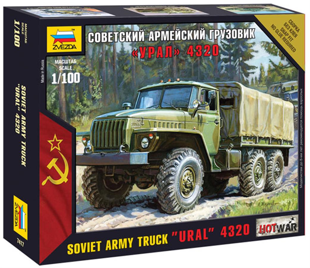Zvezda 1/100 7417 Russian Army Truck URAL 4320 Kit