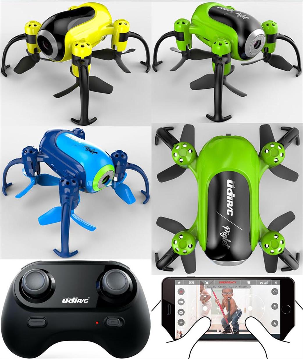 UdiR/C  A-U36 Piglet RTF Wifi Mini Camera Drone Blue or Green