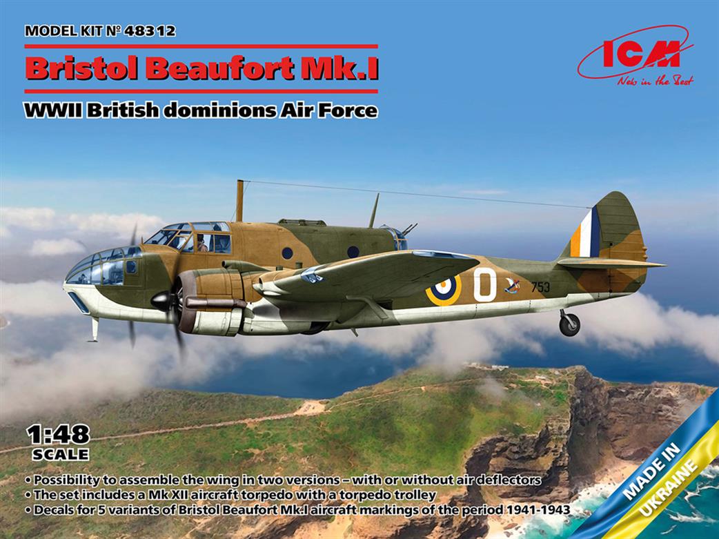 ICM 48312 Bristol Beaufort Mk.I WWII British dominions Air Force Kit