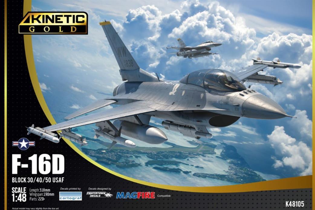 Kinetic Models 1/48 K48105 Gold Lockheed Martin USAF F-16D Black 30 /40 / 50 Fighting Falcon