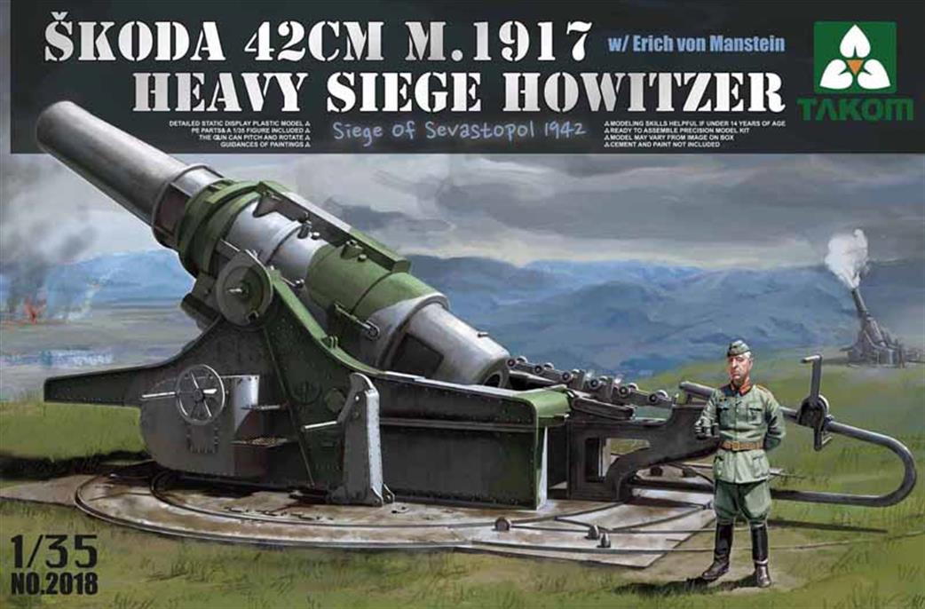 Takom 1/35 2018 Skoda 42cm M.1917 Heavy Siege Howitzer w/Erich von Manstein Kit
