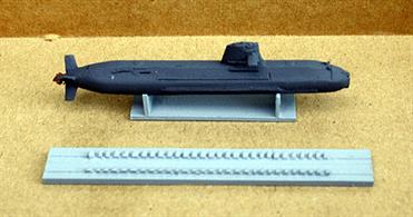This is a full hull 1/1250 scale model of the JMDF submarine, Soryu, that is complete with a display stand and a cast set of blocks to enable the model to displayed in a dry dock.
