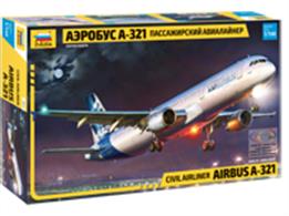 Zvezda 7017 1/144th Airbus A-321 Airliner KitNumber of Parts 145    Length 309mm