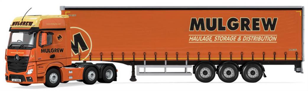 Corgi 1/50 CC15806 Mercedes-Benz Actros (MP4), Curtainside Trailer, Mulgrew Haulage