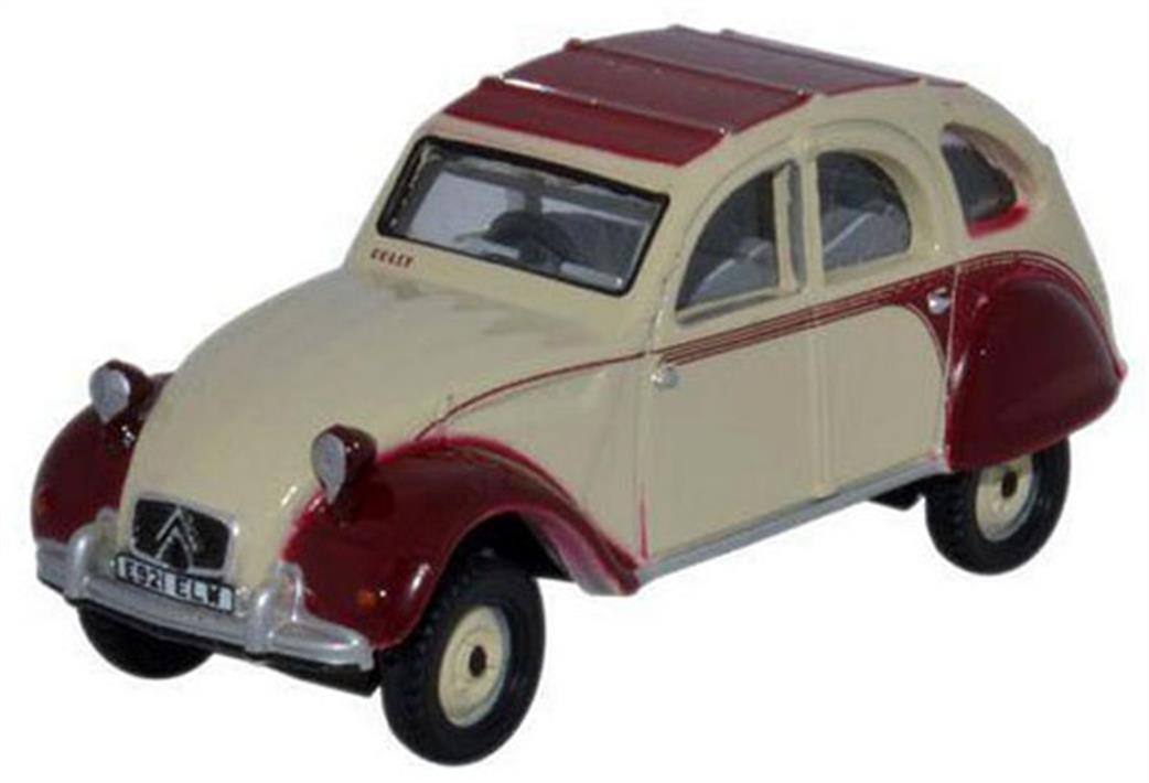 Oxford Diecast 1/76 76CT005 Citroen 2CV Dolly Plum - Custard