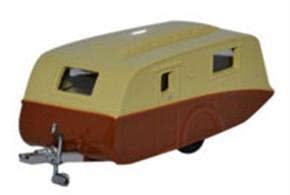 Oxford Diecast 1/76 Caravan Cream &amp; Brown 76CV003