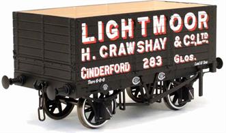 Highly detailed model of the first RCH standard design 7 plank open mineral wagon finished in Lightmoor livery as wagon number 283.Lightmoor was one of the largest collieries in the Forest of Dean and part of the Crawshay group of mineral companies, resulting in Lightmoor wagons also being used by other Crawshay collieries, with some still to be found after nationalisation.The Dapol 1887 RCH wagon is based on wagons built by the Gloucester Railway Carriage and Wagon Company, ideally suited to Forest of Dean and South Wales operators.