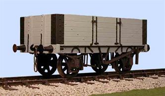 This model kit for a 5 plank open wagon built by the Gloucester Railway Carriage and Wagon company has features suggesting a RCH 1883 specification wagon. The small capacity 5 plank wagons, usually rated for 8 to 10 tons, were common in the Victorian era, but the low sides restricted the load capacity. By the early years of the 20th century the need for the larger volume capacity 7 plank wagon to contain loads of 10 tons of coal had become obvious. Quarrying companies loading stone where a 5 plank wagon comfortably contained 12 tons of product continued to use these lower sided wagons until nationalisationSupplied with metal wheels, 3 link couplings and sprung buffers