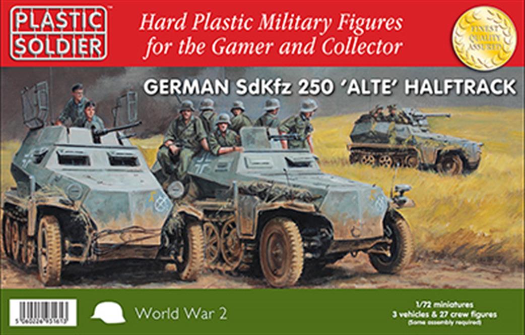 Plastic Soldier 1/72 WW2V20022 WW2 German SdKfz 251 Halftrack Pack of 3 Kits