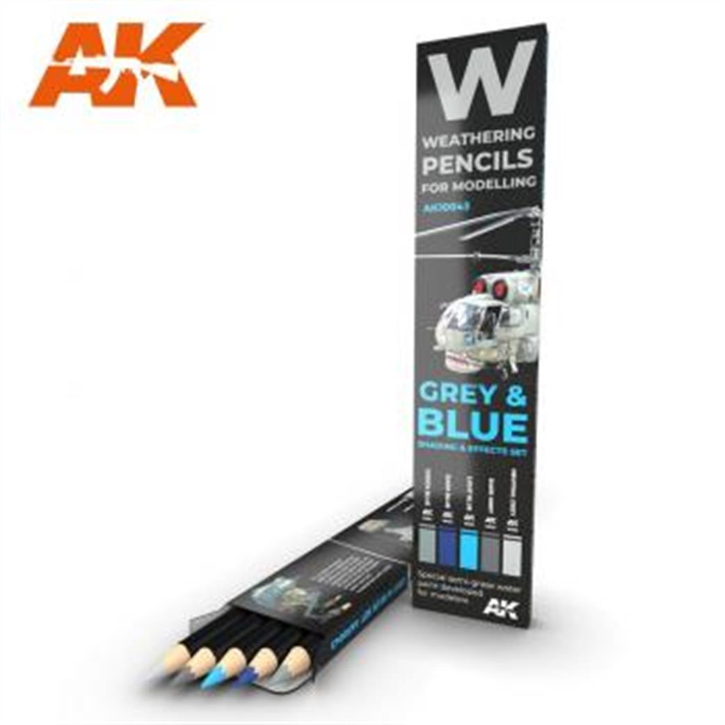 AK Interactive  AK10043 Grey & Blue Camo Weathering Pencil Set