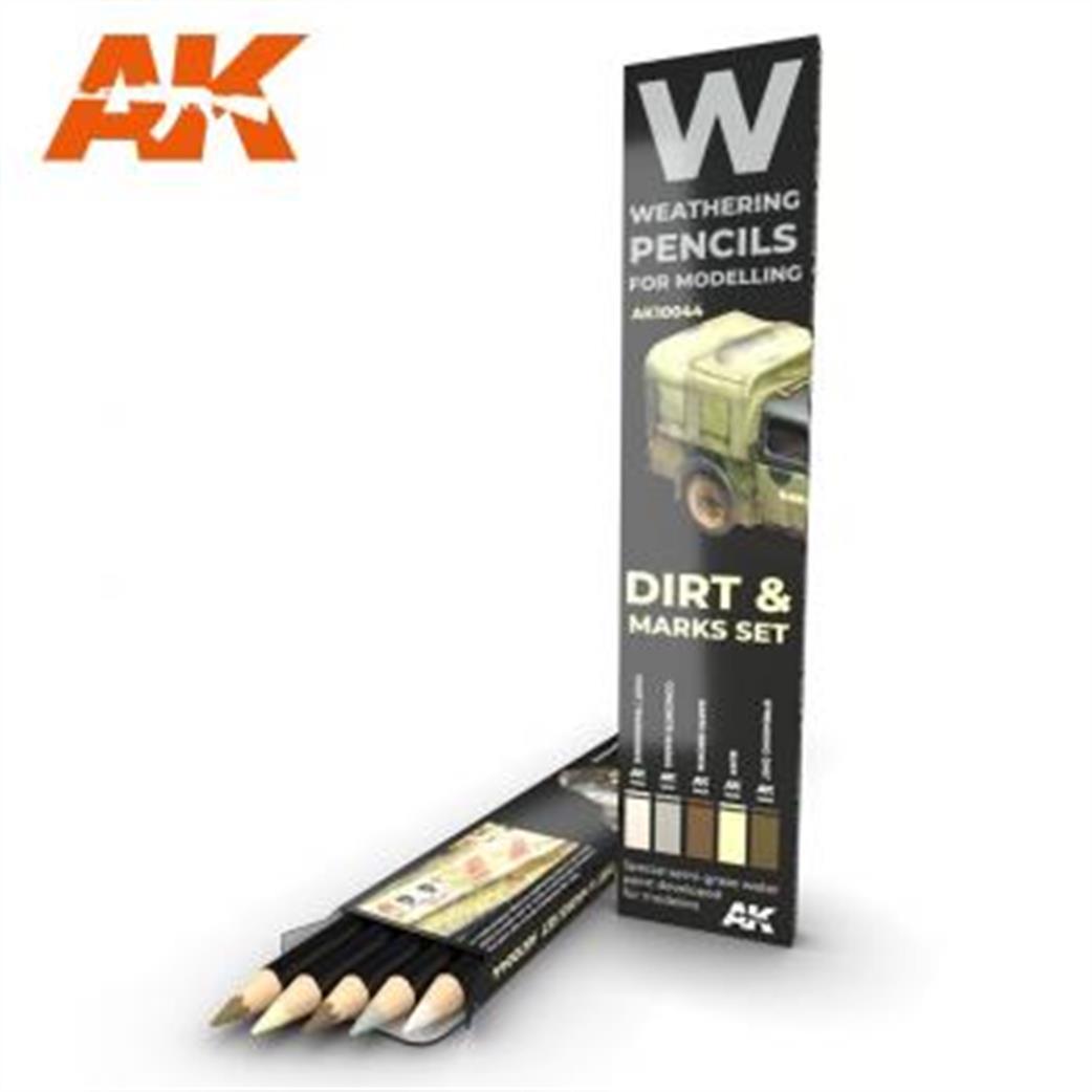 AK Interactive  AK10044 Spashes Dirt and Stain Weathering Pencil Set