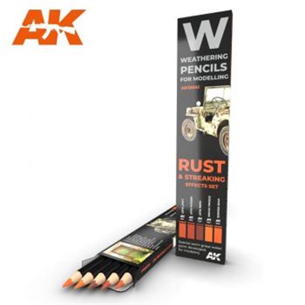 AK Interactive  AK10041 Rust and Streaking Weathering Pencil Set