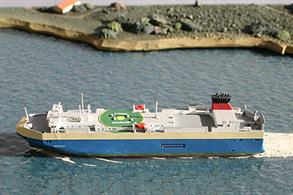 Rhenania brings you Rhe Jun 190 a 1/1250th scale model of the Baltic Ace a Bahamian Flagged Car Carrier that sank in the North Sea in December 2012