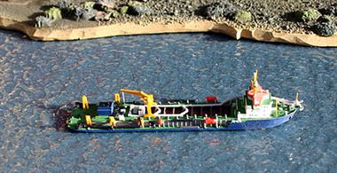  Wan Qing Sha is a Chinese registered Trailing Suction Hopper Dredger and is modelled by Rhenania RJ266 in a 1/1250 scale.