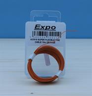 Very fine Orange insulated cableSuper flexible very fine cable ideal for use in Model Railway Locomotives, Carriages, Buildings etc.5 strands 0.10mm. Rated 0.5amp, 500v