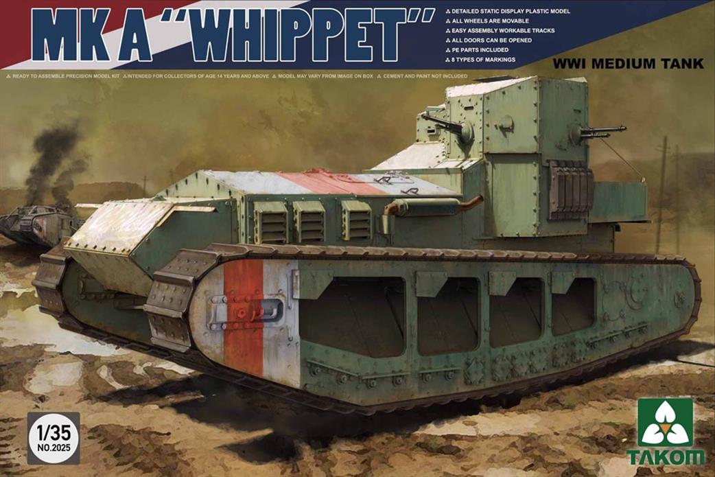 Takom 2025 WW1 Mk.A Whippet Medium Tank A Kit 1/35