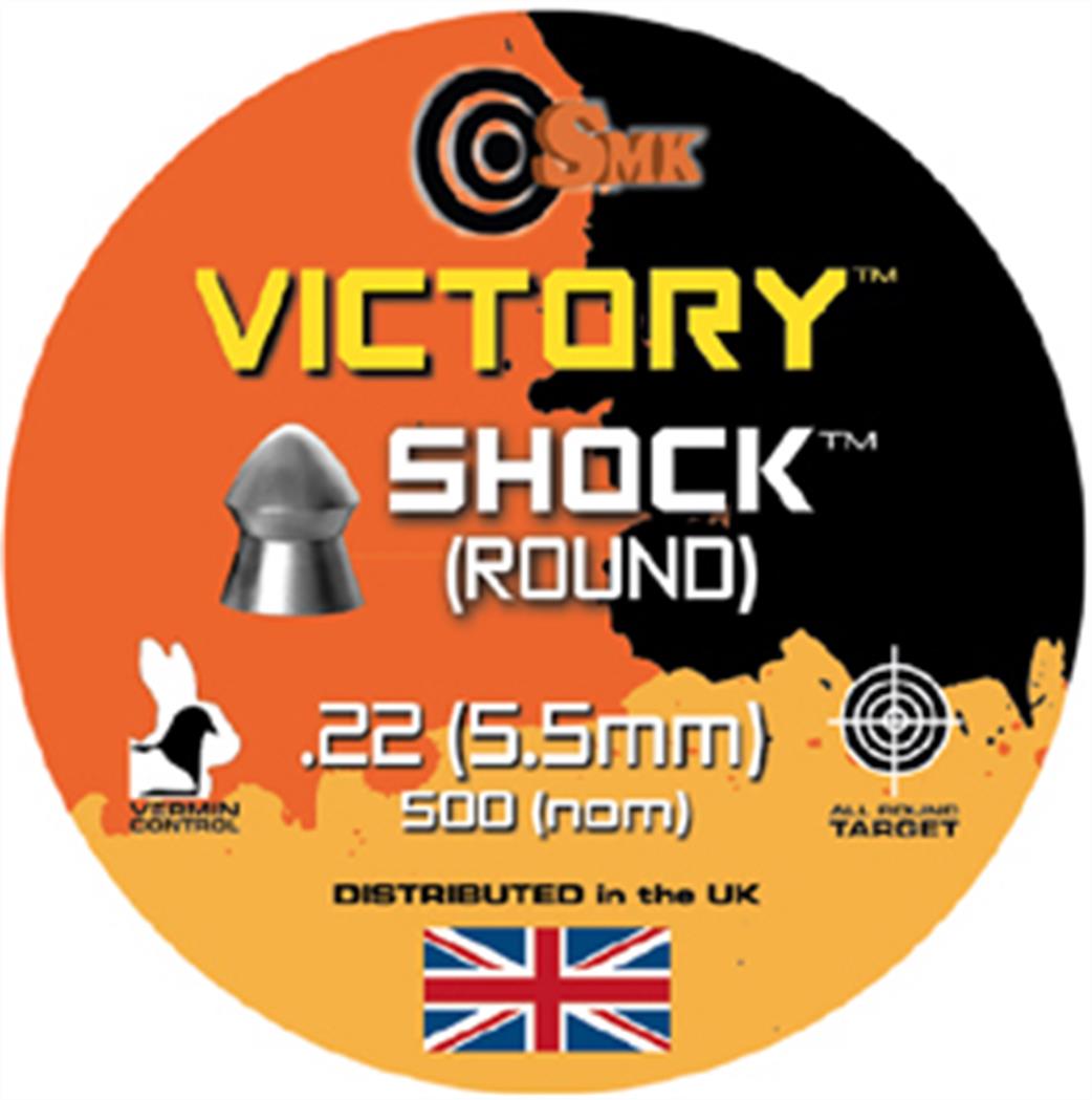 SMK SNSHOCK22 Victory Shock Round 0.22 Air Rifle Pellets Tin of Approx 500