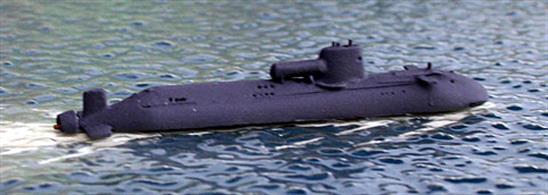 A 1/1250 scale metal model of HMS Astute. This is&nbsp;a new variation of the Royal Navy's attack submarine modelled in special operations form&nbsp;at light load with propulsion unit showing&nbsp;- 2014.