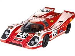 Revell 07709 Porsche 917K Le Mans Winner 1970 Limited Edition Car KitThe Porsche 917 is considered one of the top race cars of all times. In 1970, Hans Herrmann and Richard Attwood claimed victory at the 24-hour Le Mans race – an unprecedented success for Porsche.