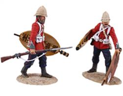 W Britain "Clearing the Yard" Set No.3Soldiers of the 24th Regiment of Foot collecting and stacking Zulu Shields2 Piece Set.Limited Edition of 450.1/30 ScaleMatt Finish.