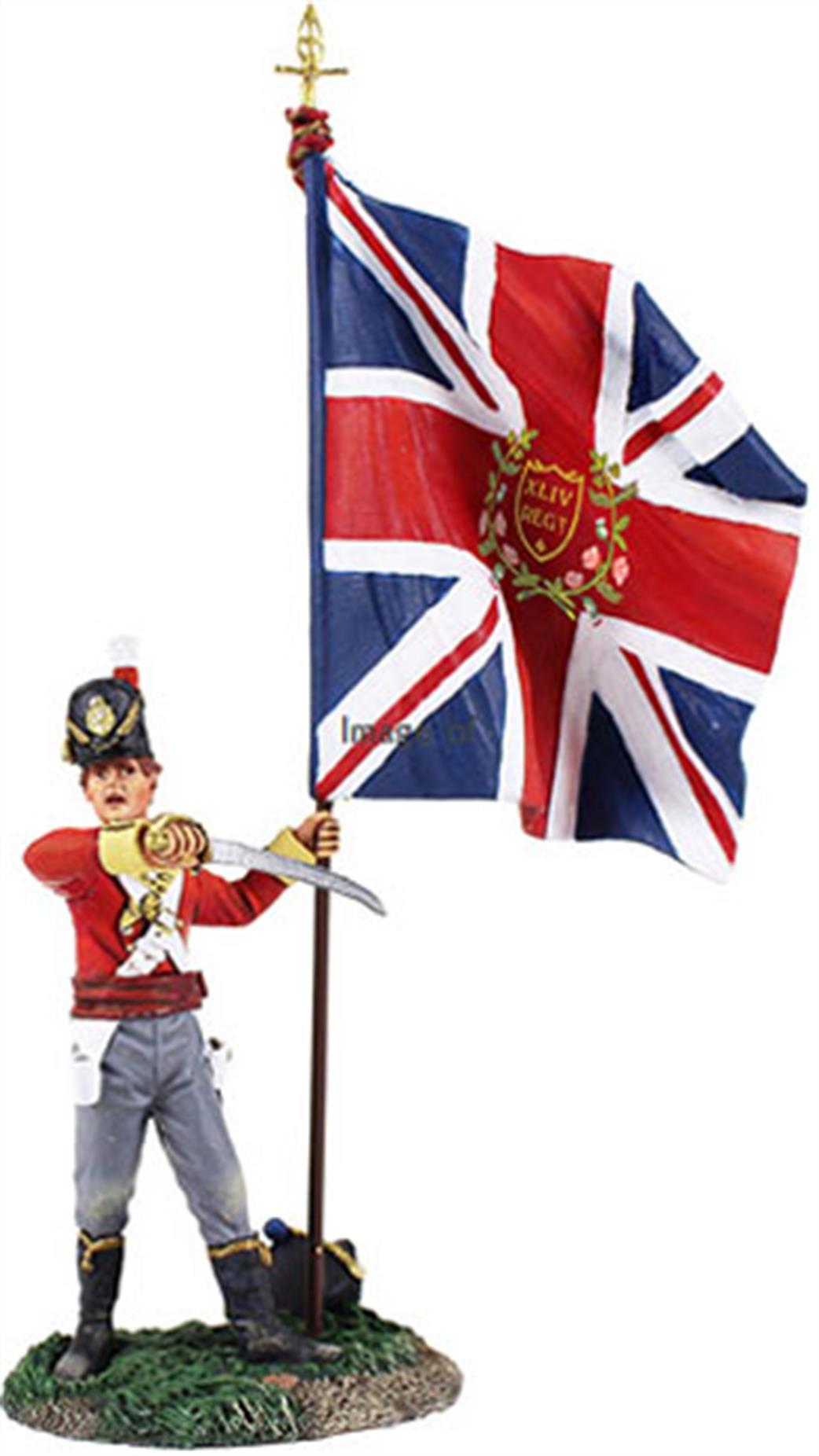 WBritain 54mm 36139 British 44th Regiment Ensign Figure with Kings Colours