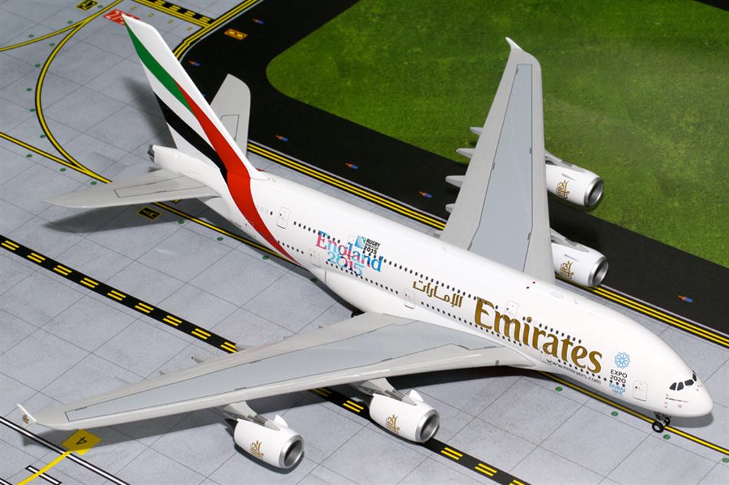 Gemini Jets 1/200 G2UAE565 Emirates Airbus A380-800 A6-EEN England Rugby World Cup Aircraft Model
