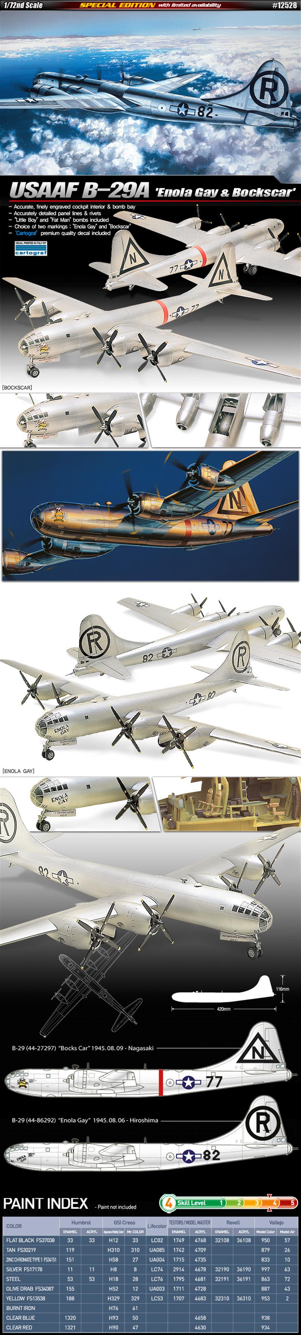 Academy 1/72 12528 USAAF B-29a Enola Gay & Bockscar
