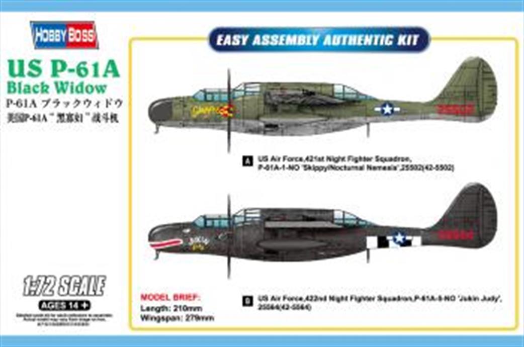 Hobbyboss 1/72 87261 US P-61A Black Widow Night Fighter Kit
