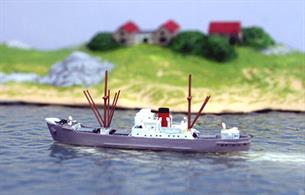 A 1/1250 scale metal model of the 1936 Harland &amp; Wolff built 906 ton Walmer Castle of the Union Castle Steamship Co. Walmer Castle was sunk in 1941 when operating as a convoy rescue ship.