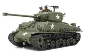 Tamiya 35346 1/35 Scale  US Medium Tank M4A3E8 Sherman Easy Eight European TheatreLength 214mm Width 86mm.